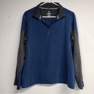 Kuhl Revel 1/4 Zip Men's Medium Sweater Fleece Pullover Blue Gray Logo